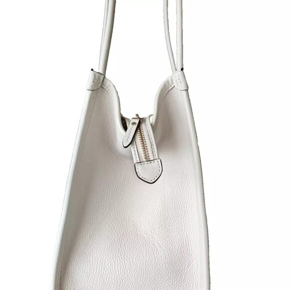 Kate Spade Women Parchment Embossed Logo Pebbled Leather Tote NWT 399$ - Ivory - Picture 4 of 7